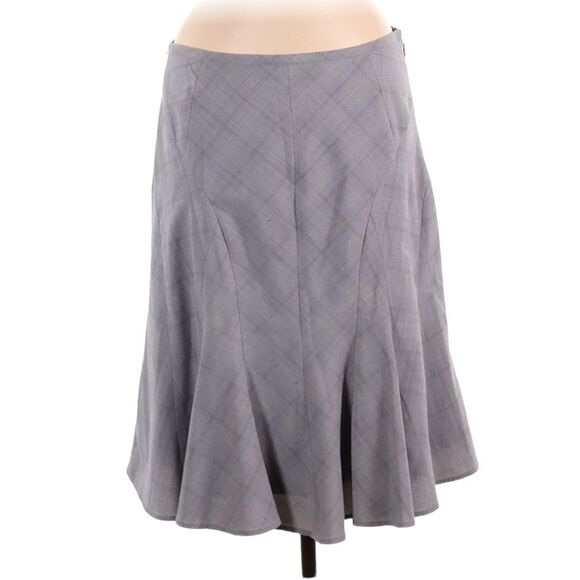 White House Black Market | Black & White Plaid Fit and Flare Office Skirt - Picture 1 of 11